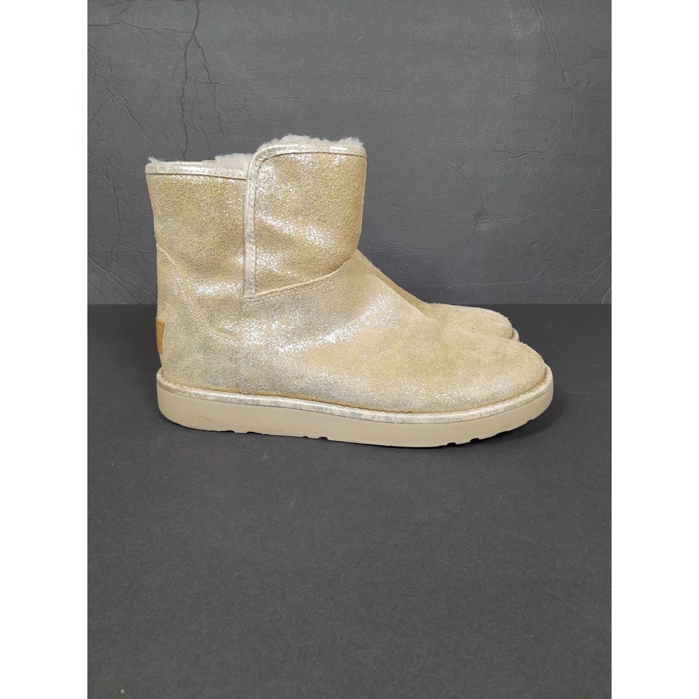 UGG CLASSIC ABREE MINI STARDUST METALLIC GOLD Boot Wimen Sz 6 US
